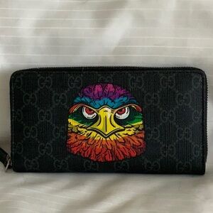 Gucci Bestiary Eagle Print SUPREME ZIP AROUND wallet